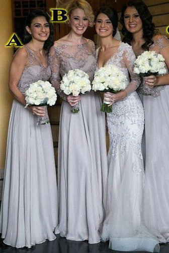 Cheap Bridesmaid Dresses,Long Gray Lace ...